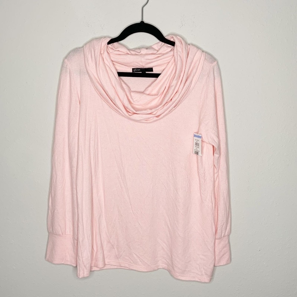 Gibson Cozy Fleece Convertible Neck Sweatshirt Pink Size M
